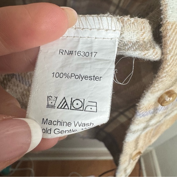 Princess Polly Beige Thick Plaid Shirt‎ Jacket Cabincore Y2K Flannel - Picture 3 of 3